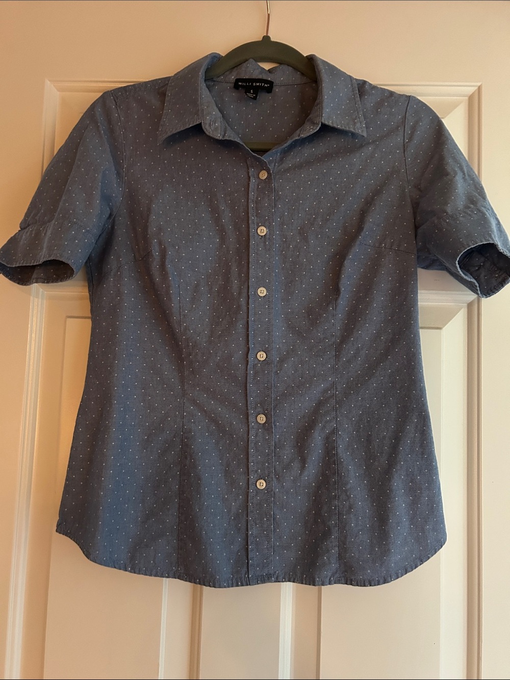 Willi Smith button down polka dot short sleeve shirt size S